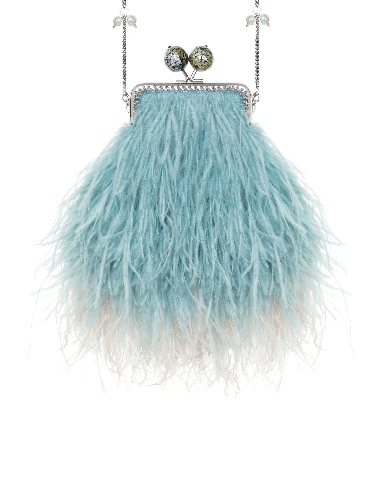 Перьевой клатч с цепочкой