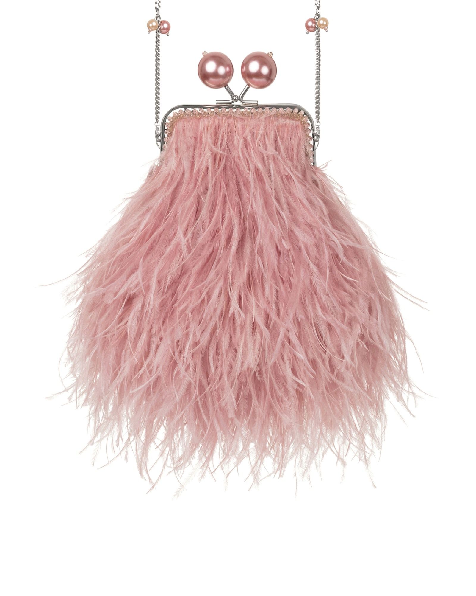 Перьевой клатч с цепочкой