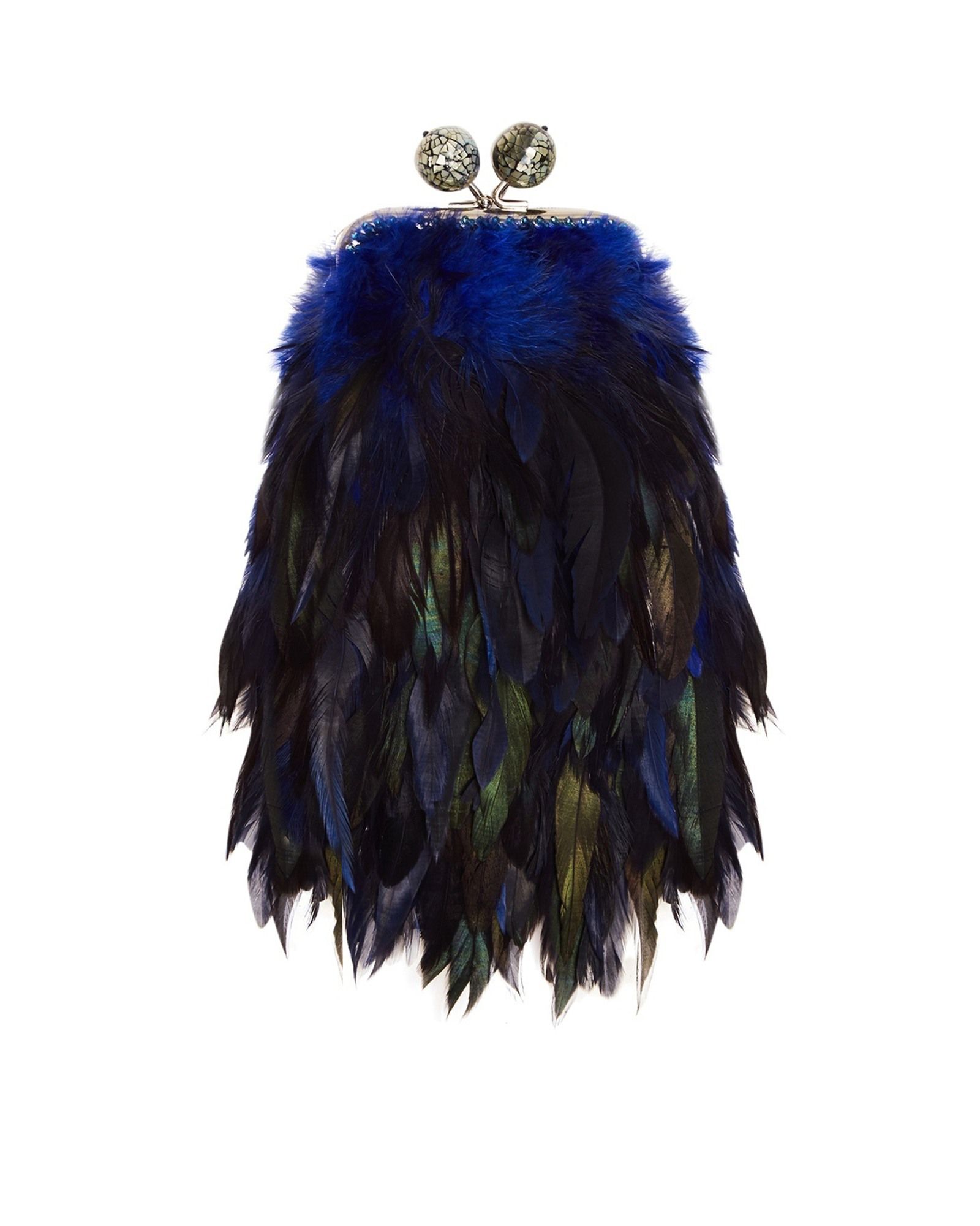 Перьевой клатч с цепочкой