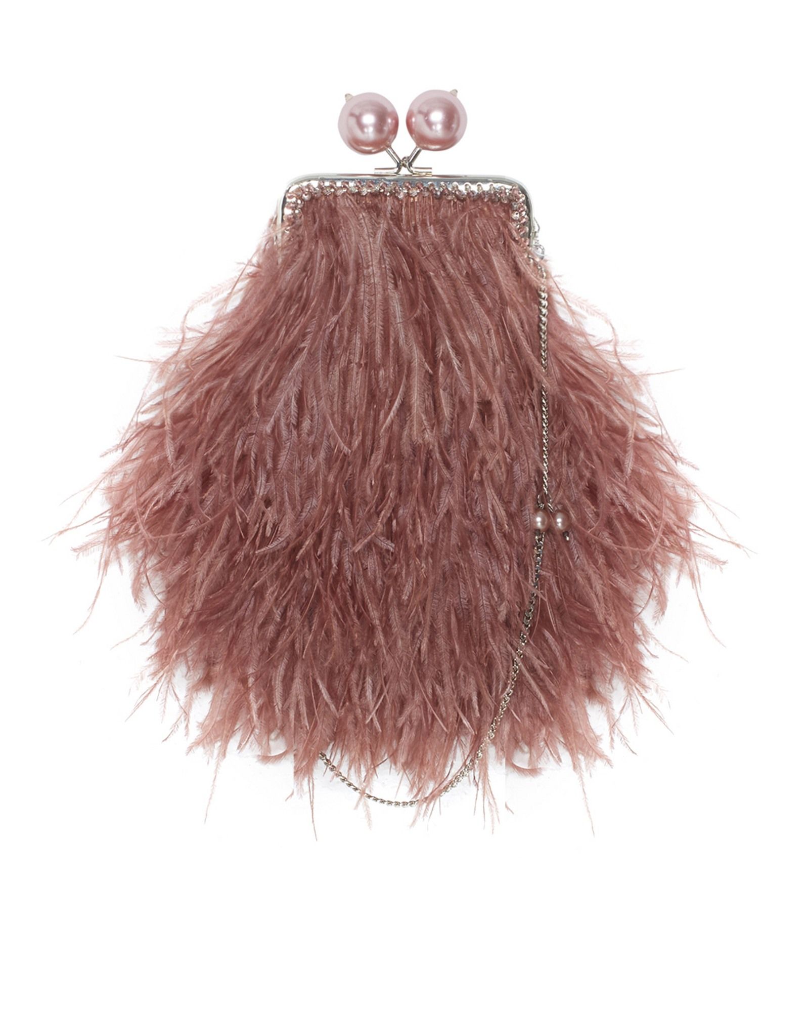 Перьевой клатч с цепочкой