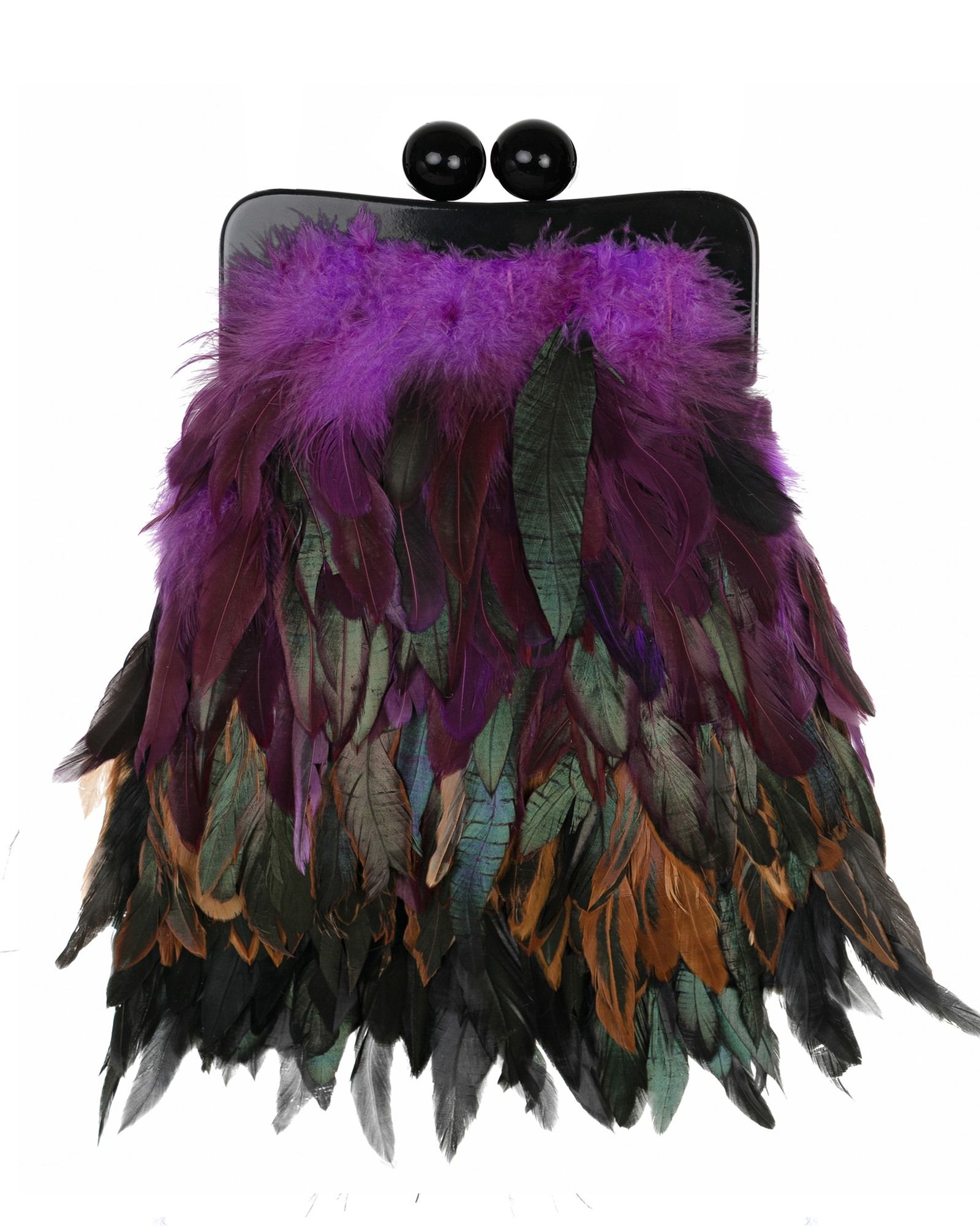 Перьевой клатч на пластике