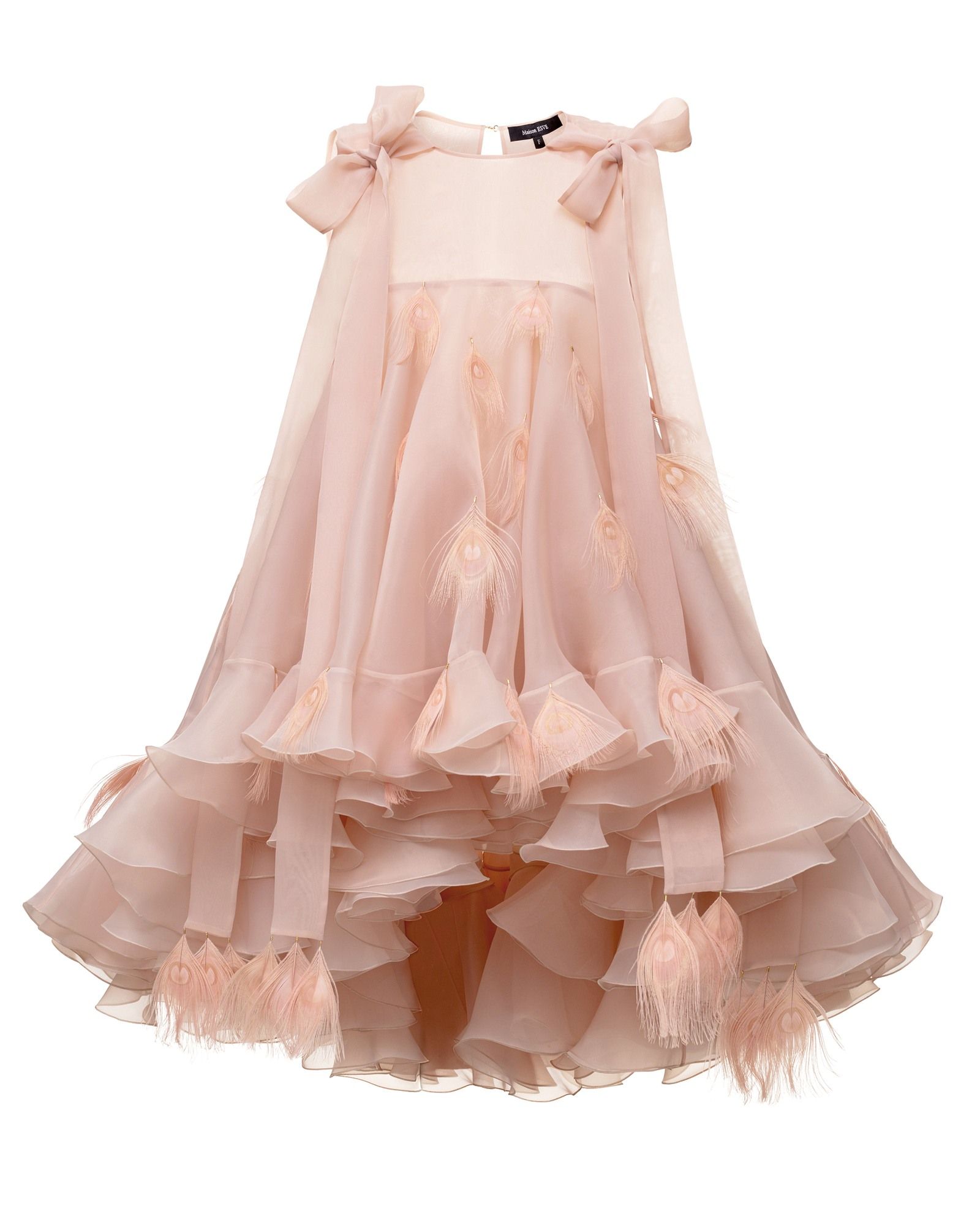 Платье мини с перьями павлина