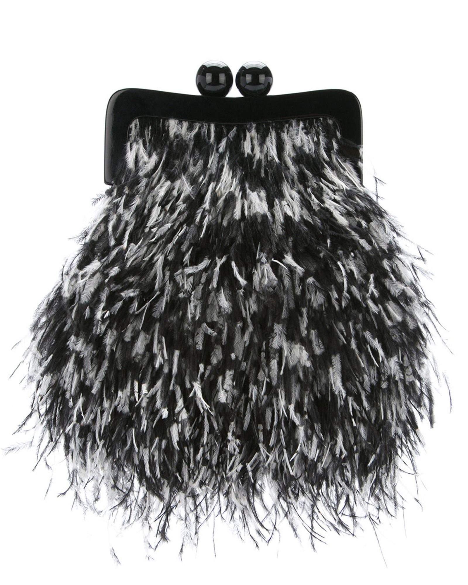 Перьевой клатч на пластике