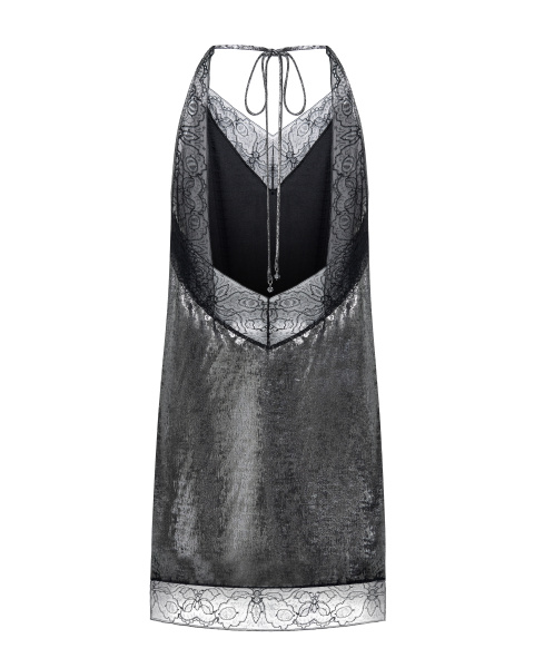 Комбинация мини с кружевом и открытой спинкой