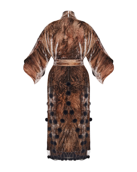 Накидка с норкой и поясом