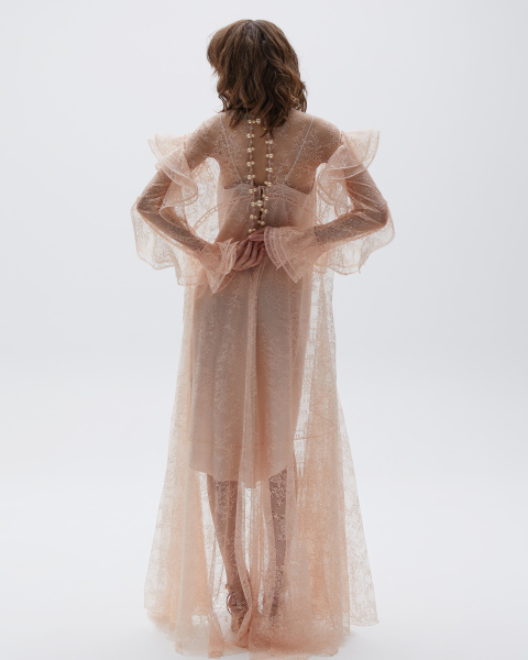 Платье кружевное макси с комбинацией