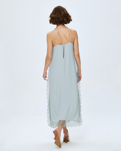 Платье-комбинация макси с кружевом