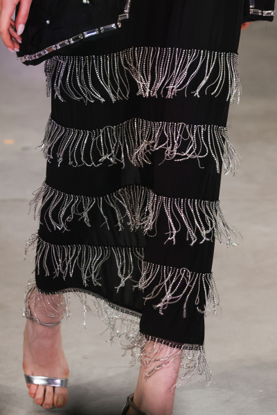 Платье-комбинация двухслойная макси с бахромой из страз