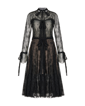 Платье кружевное с лентами