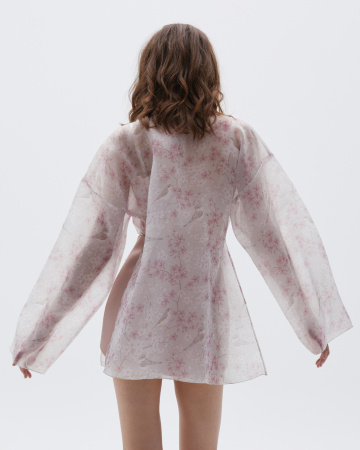 Свободная блуза-кимоно с лентами