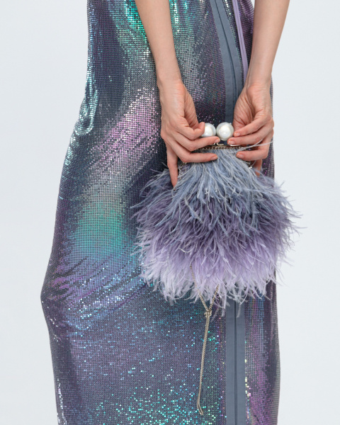 Перьевой клатч с цепочкой