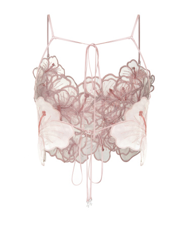 Топ укороченный из органзы с цветами