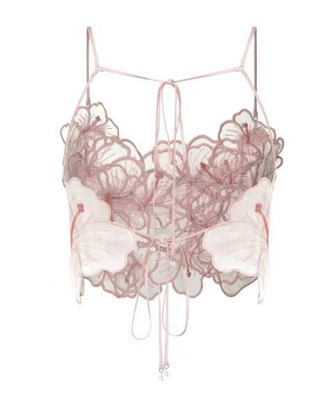 Топ укороченный из органзы с цветами