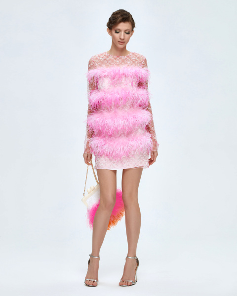 Платье мини прямое с рукавами