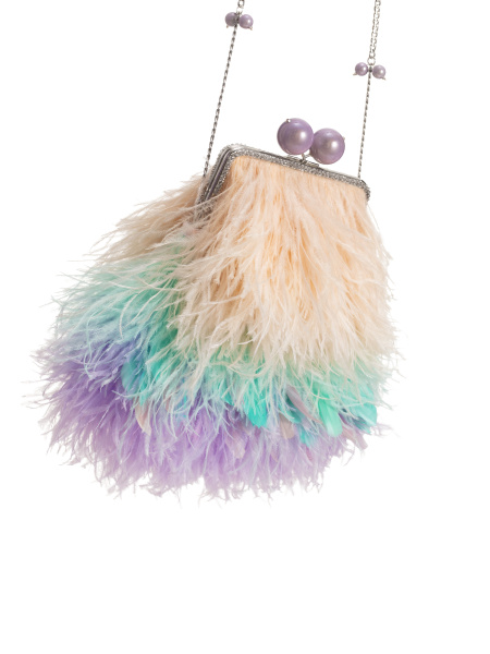 Перьевой клатч с цепочкой