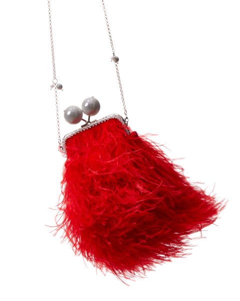 Перьевой клатч с цепочкой