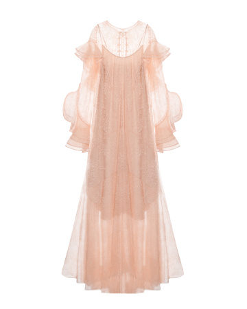 Платье кружевное макси с комбинацией