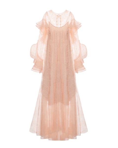 Платье кружевное макси с комбинацией