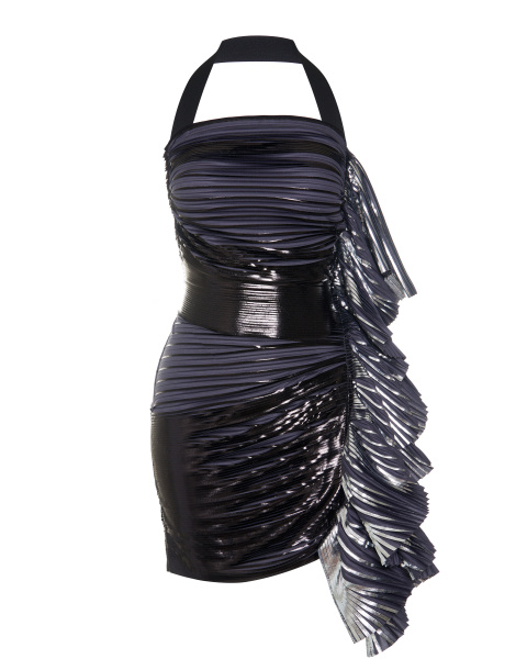 Мини-сарафан футляр из плиссированной ткани