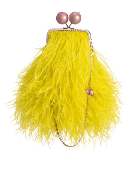 Перьевой клатч с цепочкой