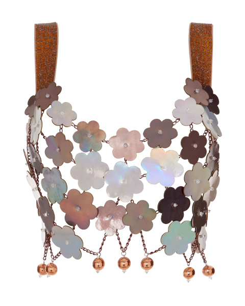 Топ из цепей декорированный цветами