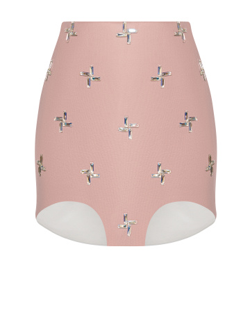 Юбка с фигурным низом из неопрена расшитая