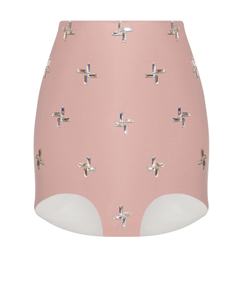 Юбка с фигурным низом из неопрена расшитая