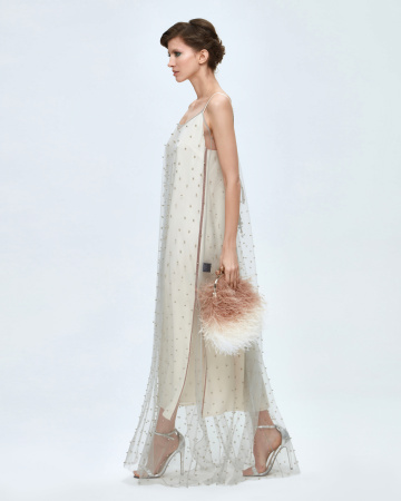 Перьевой клатч с цепочкой