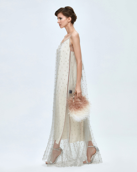 Перьевой клатч с цепочкой