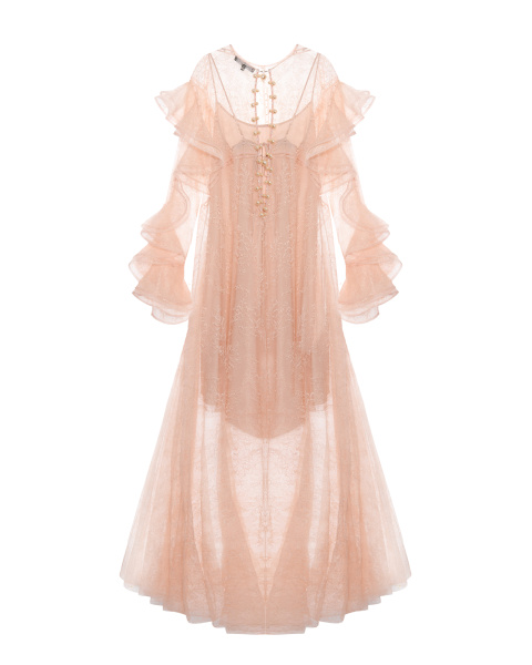 Платье кружевное макси с комбинацией