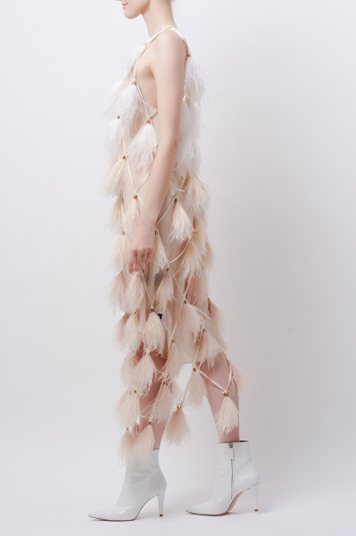 Сарафан-сетка из перьев