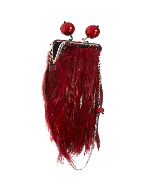 Перьевой клатч с цепочкой