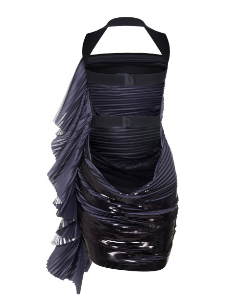 Мини-сарафан футляр из плиссированной ткани