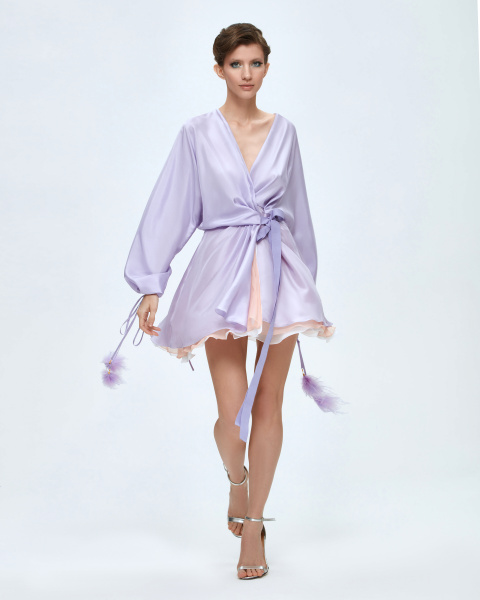 Платье мини на запах с открытой спинкой