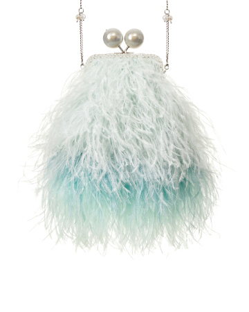 Перьевой клатч с цепочкой