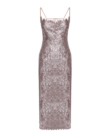 Сарафан кружевной миди с расшитыми бретелями