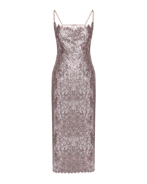 Сарафан кружевной миди с расшитыми бретелями
