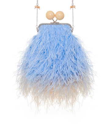 Перьевой клатч с цепочкой