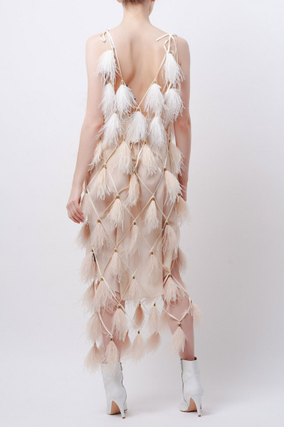 Сарафан-сетка из перьев