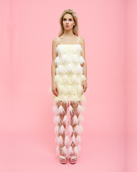 Сарафан-сетка из перьев