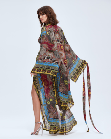 Брюки принт с разрезами