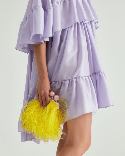 Перьевой клатч с цепочкой