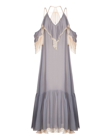 Двухслойный макси сарафан с оборками