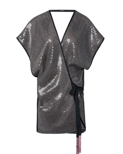 Платье-кимоно пайетки мини