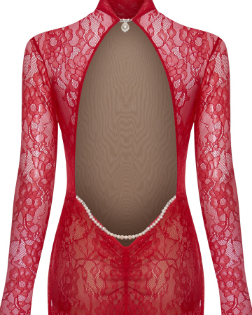 Макси платье с открытой спинкой и съемным декором