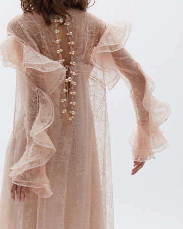 Платье кружевное макси с комбинацией