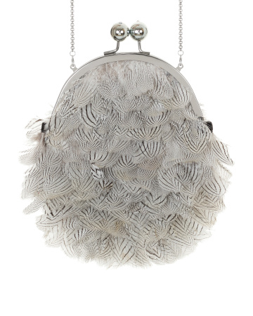 Перьевой клатч с цепочкой