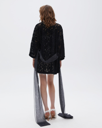 Кимоно  кружевное с поясом-бантом