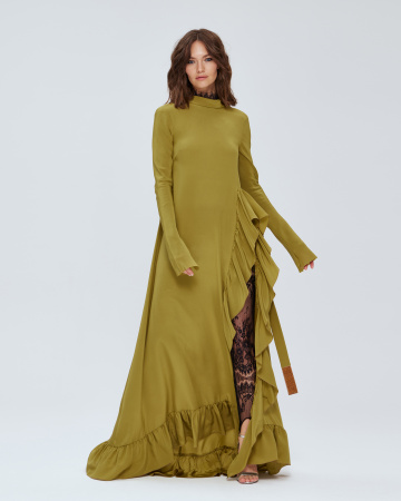 Топ макси с разрезом и оборками