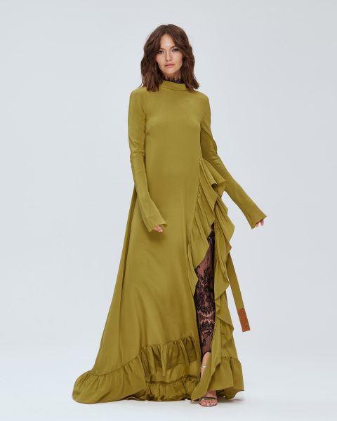 Топ макси с разрезом и оборками